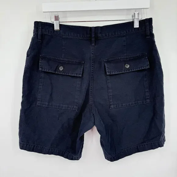Men's Taylor Stitch Cotton Twill Navy Blue Shorts 32 - Picture 2 of 4